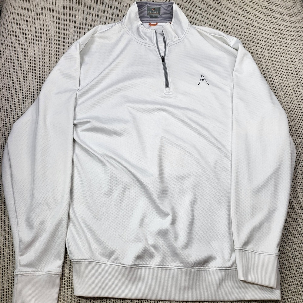 Fennec Pullover Mens XL White Quarter Zip Mock Neck Golf Athletic‎ Layer